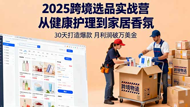 2025跨境选品实战营:从健康护理到家居香氛,30天打造爆款,月利润破万美金-汇课新知资源网