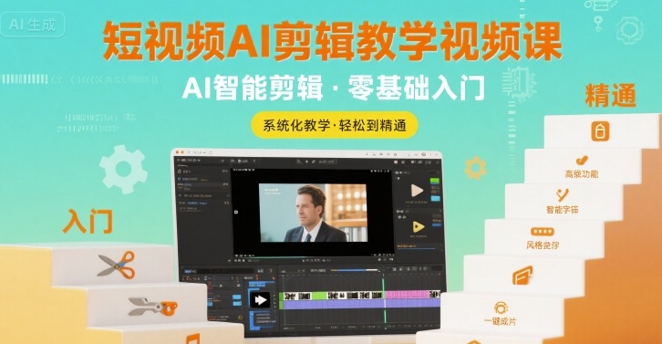 短视频AI剪辑教学视频课，入门到精通-汇课新知资源网