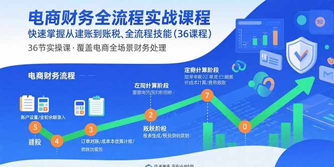 电商财务全流程实战课程：快速掌握从建账到报税的全流程技能(36节课-汇课新知资源网