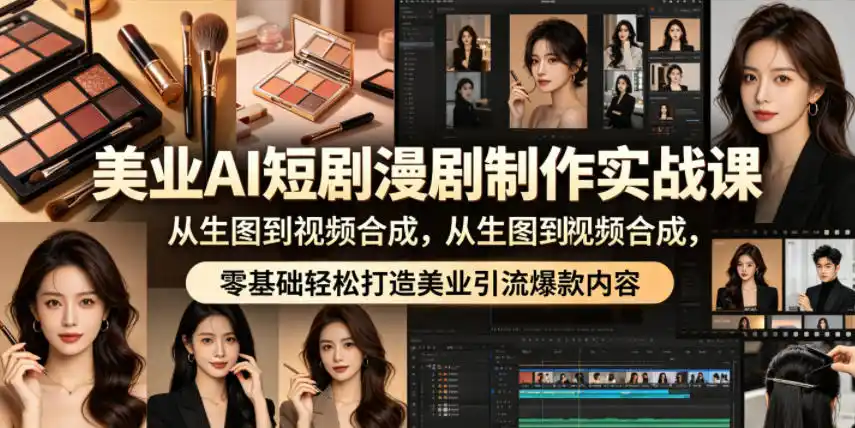 美业AI短剧漫剧制作实战课，从生图到视频合成，零基础轻松打造美业引流爆款内容-汇课新知资源网