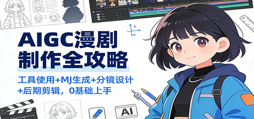AIGC漫剧制作全攻略：工具使用+MJ生成+分镜设计+后期剪辑，0基础上手-汇课新知资源网