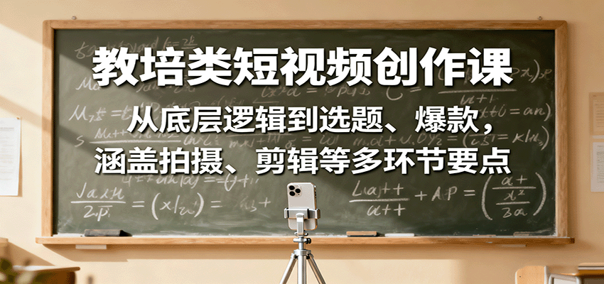 教培类短视频创作课:从底层逻辑到选题、爆款,涵盖拍摄、剪辑等多环节要点-汇课新知资源网