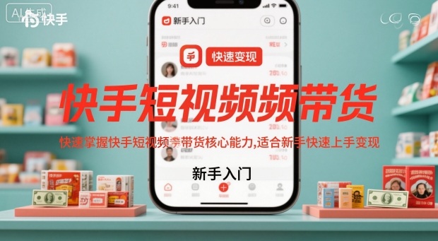 快手短视频带货,快速掌握快手短视频带货核心能力,适合新手快速上手变现-汇课新知资源网