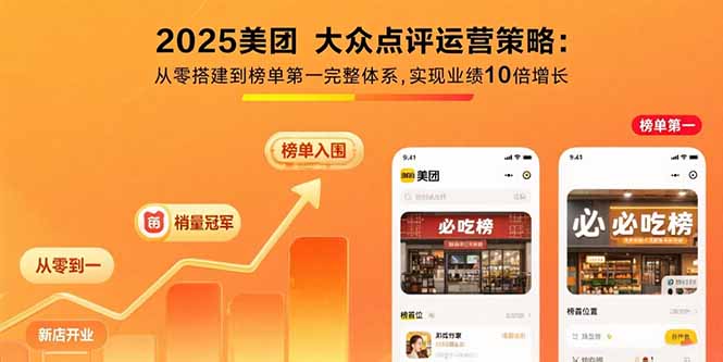 2025美团 大众点评运营策略:从零搭建到榜单第一完整体系,实现业绩10倍增长-汇课新知资源网