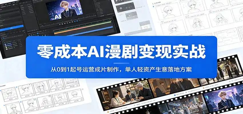 零成本AI漫剧变现实战：从0到1起号运营成片制作，单人轻资产生意落地方案-汇课新知资源网