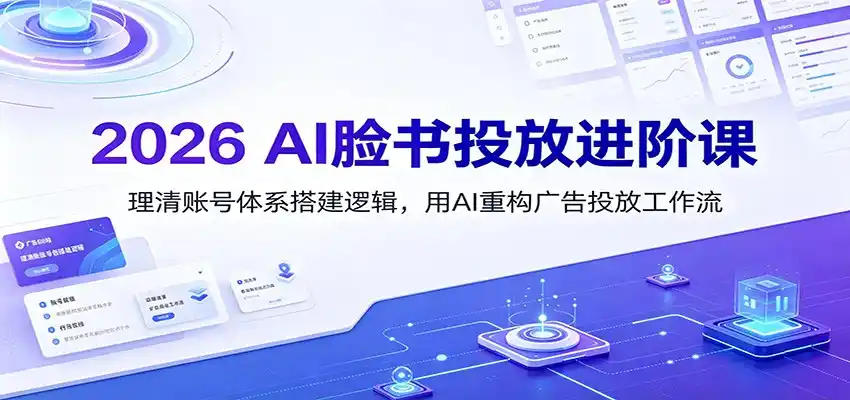 2026 AI脸书投放进阶课:理清账号体系搭建逻辑,用AI重构广告投放工作流(更新)-汇课新知资源网