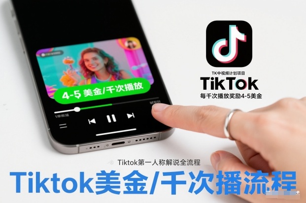 TK中视频计划项目,Tiktok第一人称解说流程,每干次播放奖励4-5美金-汇课新知资源网