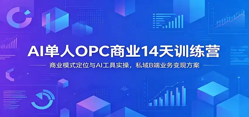 AI单人OPC商业14天训练营：商业模式定位与AI工具实操，私域B端业务变现方案-汇课新知资源网