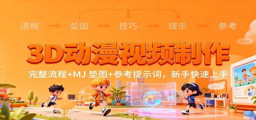 3D动漫视频制作,完整流程+MJ 垫图+参考提示词,新手快速上手-汇课新知资源网