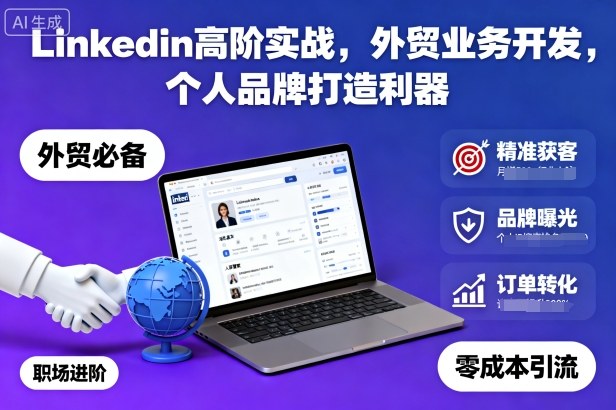 Linkedin高阶实战,外贸业务开发,个人品牌打造利器-汇课新知资源网