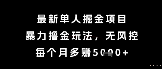 最新单人掘金项目，暴力撸金玩法，无风控，每个月多挣5k+【揭秘】-汇课新知资源网