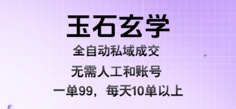 玉石玄学全自动私域成交，一单99每天十单以上，无需人工和矩阵账号，蓝海项目直接干【揭秘】-汇课新知资源网