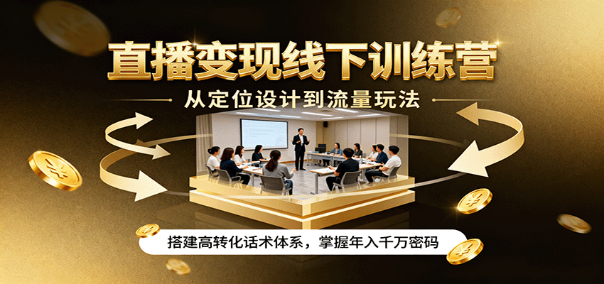 直播变现线下训练营,从定位设计到流量玩法,搭建高转化话术体系,掌握年入千万密码-汇课新知资源网