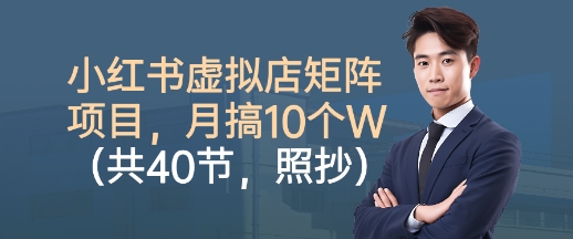 小红书虚拟店矩阵项目,照抄照做,月搞1W+(共40节)-汇课新知资源网