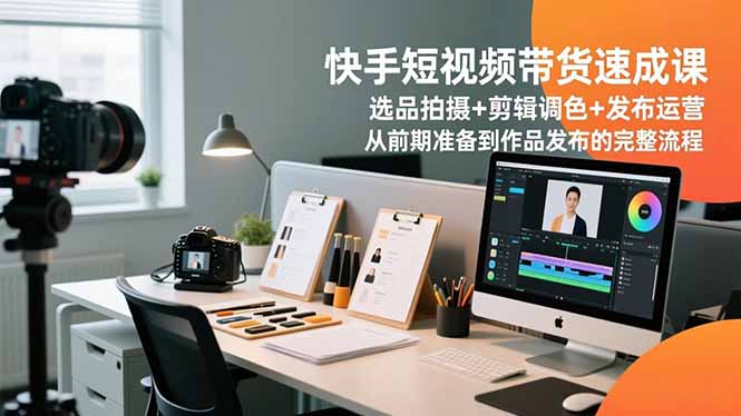 快手短视频带货速成课,选品拍摄+剪辑调色+发布运营,从前期准备到作品发布的完整流程-汇课新知资源网