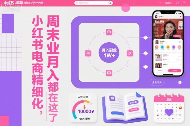 小红书电商精细化运营全流程,周末副业月入1W+,全套方法都在这了-汇课新知资源网