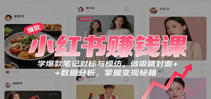 小红书赚钱课:学爆款笔记对标与模仿,做吸睛封面 + 数据分析,掌握变现秘籍-汇课新知资源网
