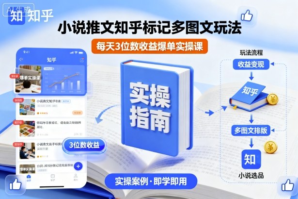 小说推文知乎标记多图文玩法,每天3位数收益爆单实操课-汇课新知资源网