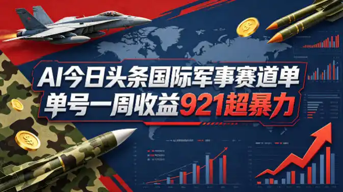 AI今日头条国际军事赛道,单号一周收益921,超暴力-汇课新知资源网