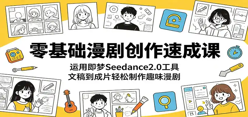 零基础漫剧创作速成课:运用即梦Seedance2.0工具,文稿到成片轻松制作趣味漫剧-汇课新知资源网