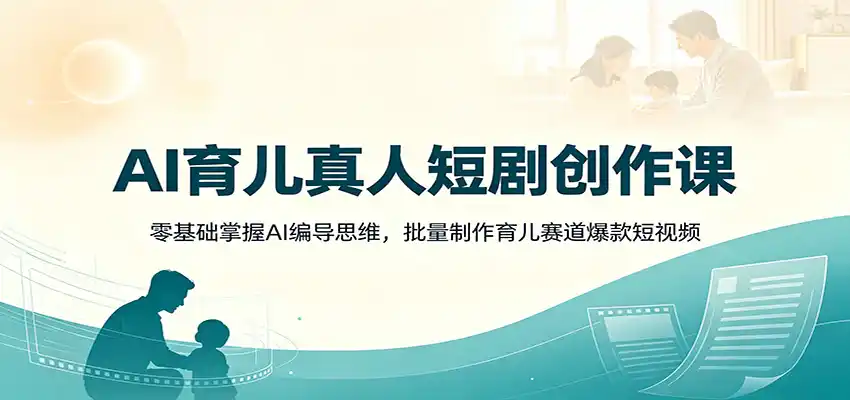 AI育儿真人短剧创作课:零基础掌握AI编导思维,批量制作育儿赛道爆款短视频-汇课新知资源网