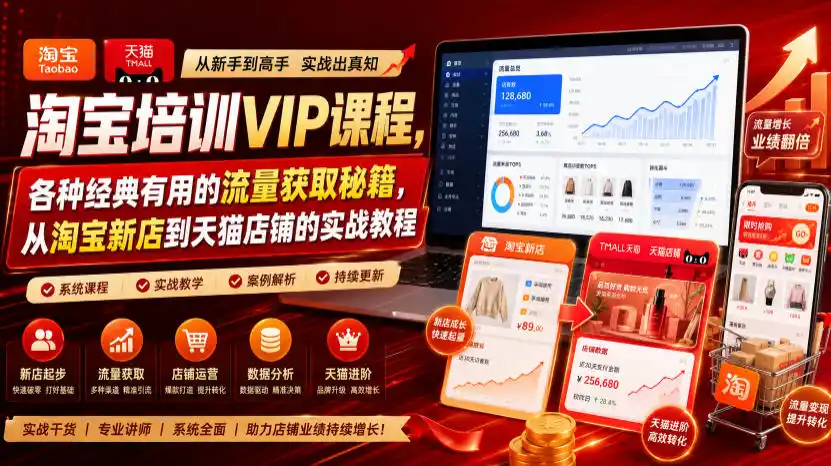 淘宝培训VIP课程,各种经典有用的流量获取秘籍,从淘宝新店到天猫店铺的实战教程(更新7月29日)-汇课新知资源网