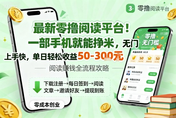 最新零撸阅读平台！一部手机就能挣米，无门槛上手快，单日轻松收益50-3张【揭秘】-汇课新知资源网