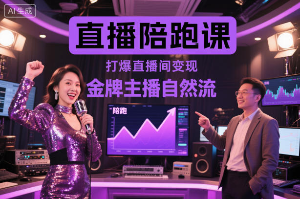 直播陪跑课,金牌主播自然流打爆直播间,复制高变现玩法-汇课新知资源网