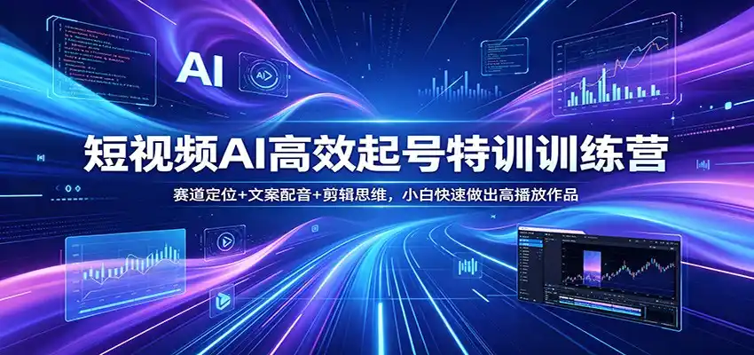 短视频AI高效起号特训训练营：赛道定位+文案配音+剪辑思维，小白快速做出高播放作品-汇课新知资源网