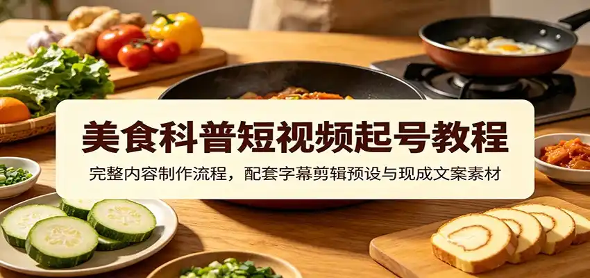 美食科普短视频起号教程:完整内容制作流程,配套字幕剪辑预设与现成文案素材-汇课新知资源网