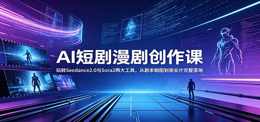 AI短剧漫剧创作课：玩转Seedance2.0与 Sora2两大工具，从剧本制图到商业片完整落地-汇课新知资源网