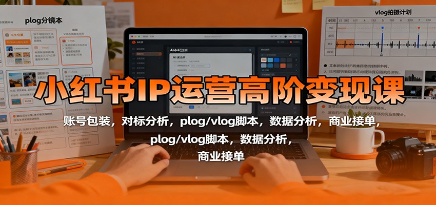 小红书IP运营高阶变现课:账号包装,对标分析,plog/vlog脚本,数据分析,商业接单-汇课新知资源网