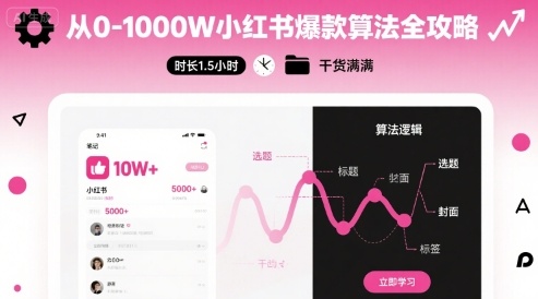 从0-1000W小红书爆款算法全攻略，时长1.5小时，干货满满-汇课新知资源网
