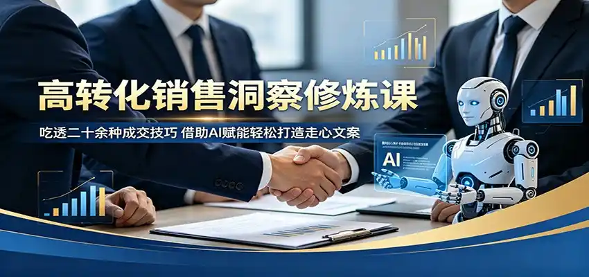 高转化销售洞察修炼课：吃透二十余种成交技巧，借助AI赋能轻松打造走心文案-汇课新知资源网