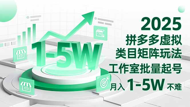 2025 拼多多虚拟类目矩阵玩法,工作室批量起号,月入 1-5W 不难-汇课新知资源网