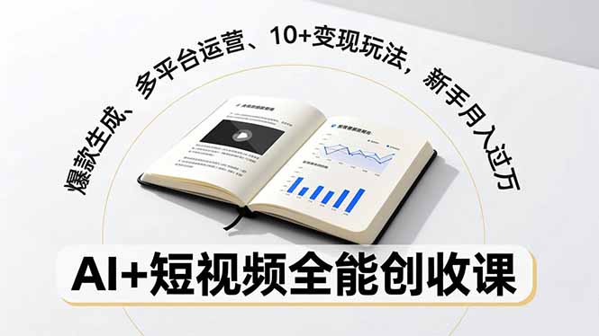 AI+短视频全能创收课,爆款生成、多平台运营、10+变现玩法,新手月入过万-汇课新知资源网
