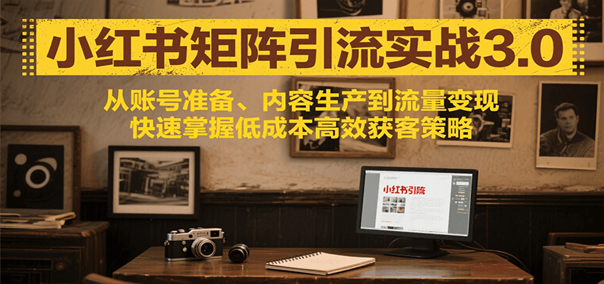 小红书矩阵引流3.0，从账号准备、内容生产到流量变现，快速掌握低成本高效获客策略-汇课新知资源网