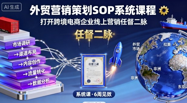 外贸营销策划SOP系统课程，打开跨境电商企业线上营销任督二脉-汇课新知资源网