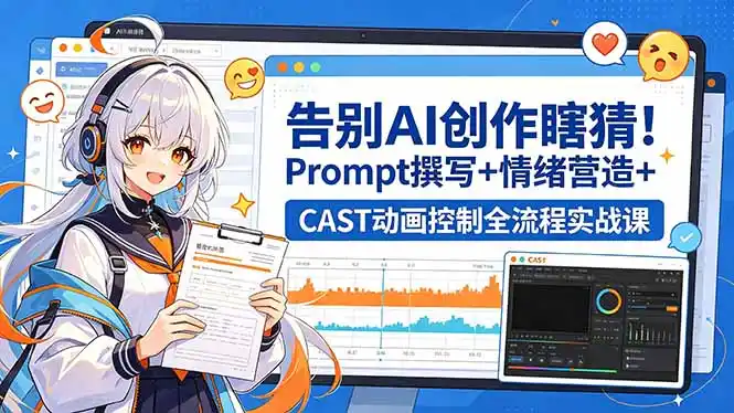 告别AI创作瞎猜!Prompt撰写+情绪营造+CAST动画控制全流程实战课-汇课新知资源网
