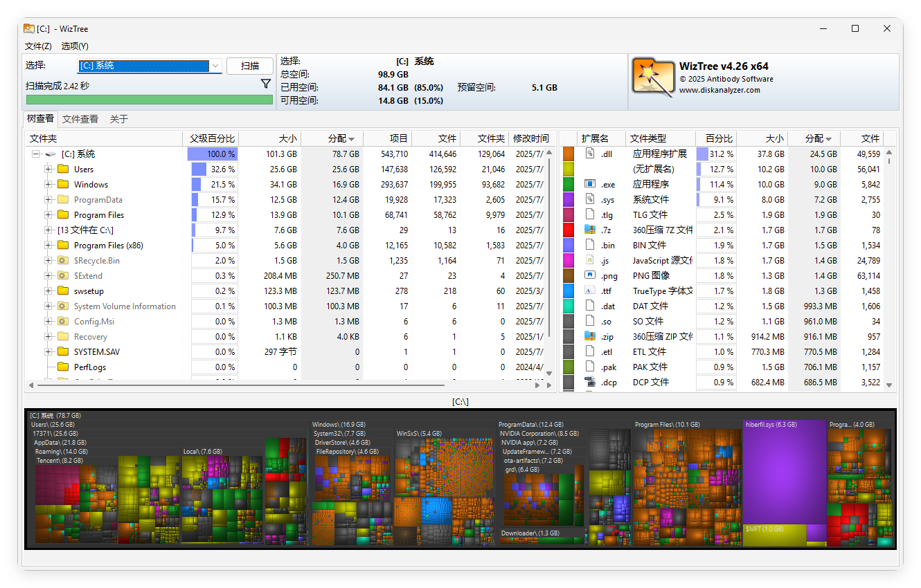 WizTree磁盘分析工具v4.2.8便携版-汇课新知资源网