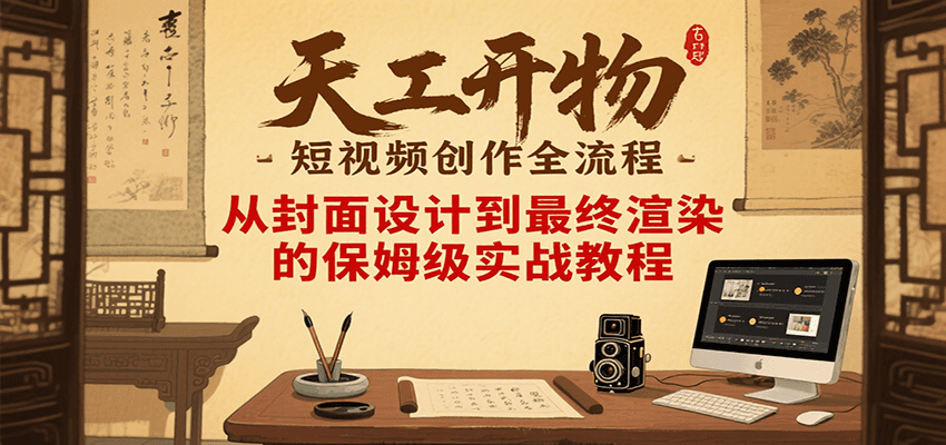 天工开物短视频创作全流程，从封面设计到最终渲染的保姆级实战教程-汇课新知资源网