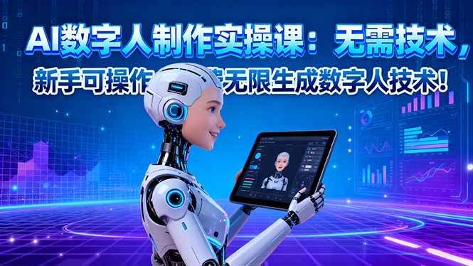 AI数字人制作实操课:无需技术,新手可操作,免费无限生成数字人技术!-汇课新知资源网
