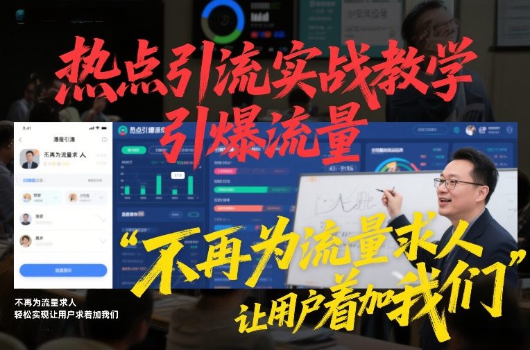 热点引流实战教学，引爆流量，不再为流量求人，轻松实现让用户求着加我们-汇课新知资源网