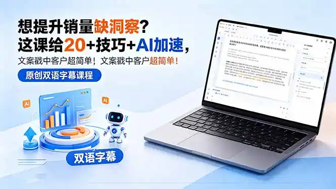 想提升销量缺洞察?这课给 20 + 技巧 + AI 加速,文案戳中客户超简单!【原创双语字幕】-汇课新知资源网