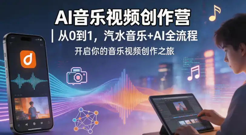 AI音乐视频创作营|从0到1,汽水音乐+AI全流程,开启你的音乐视频创作之旅-汇课新知资源网