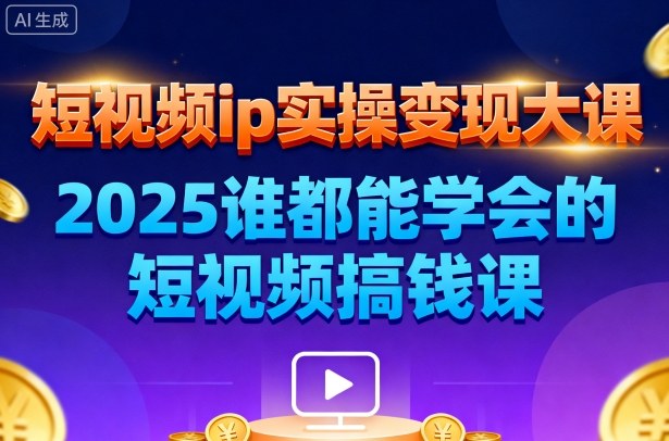 短视频ip实操变现大课,7月26-27日广州站线下课,2025谁都能学会的短视频搞钱课-汇课新知资源网