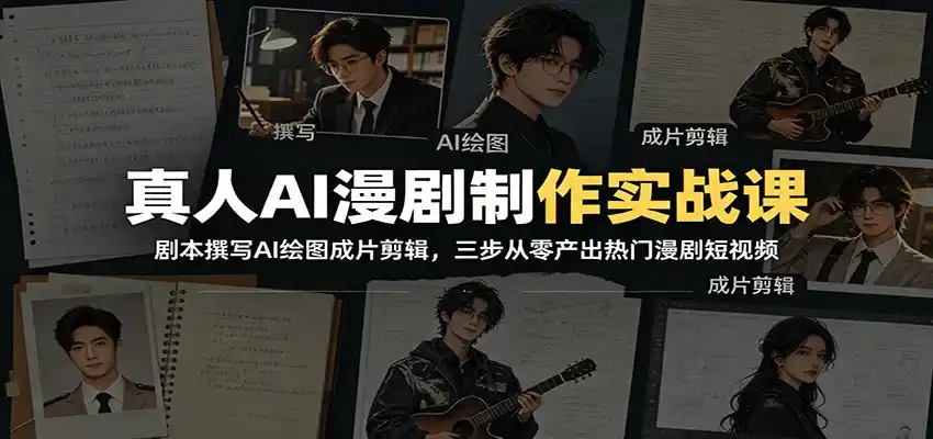 真人AI漫剧制作实战课：剧本撰写AI绘图成片剪辑，三步从零产出热门漫剧短视频-汇课新知资源网
