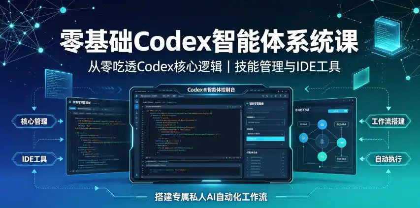 零基础Codex智能体系统课|从零吃透Codex核心逻辑、技能管理与IDE工具,搭建专属私人AI自动化工作流-汇课新知资源网