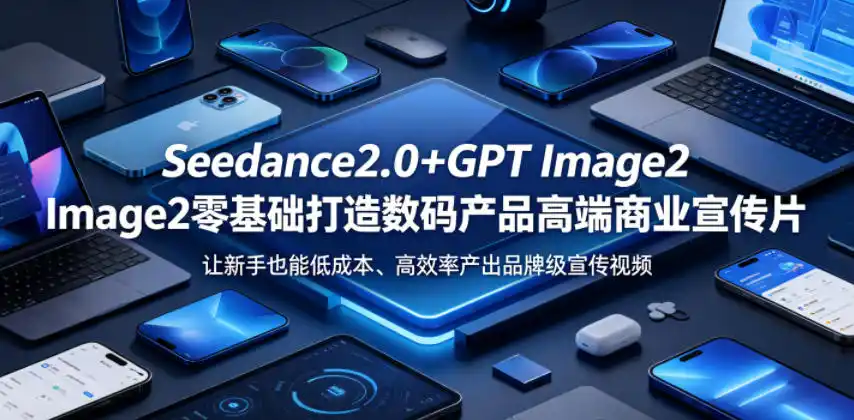 Seedance2.0+GPT Image2零基础打造数码产品高端商业宣传片，让新手也能低成本、高效率产出品牌级宣传视频-汇课新知资源网