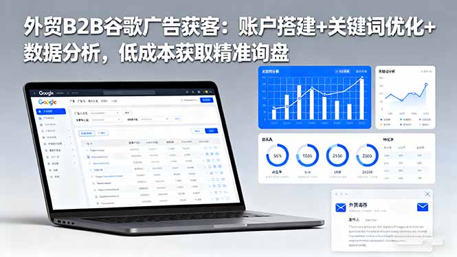 外贸B2B 谷歌广告获客:账户搭建+关键词优化+数据分析 低成本获取精准询盘-汇课新知资源网